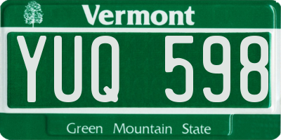 VT license plate YUQ598