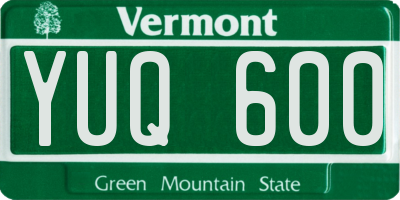 VT license plate YUQ600