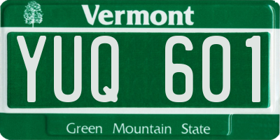 VT license plate YUQ601