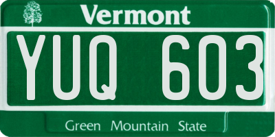 VT license plate YUQ603