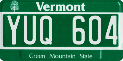 VT license plate YUQ604