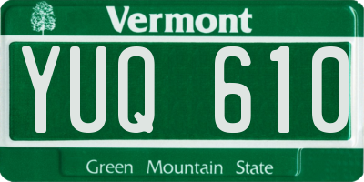 VT license plate YUQ610