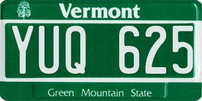 VT license plate YUQ625
