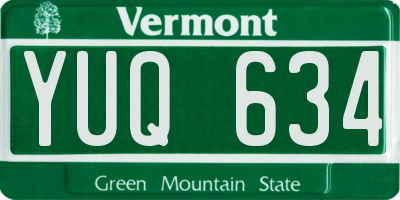VT license plate YUQ634
