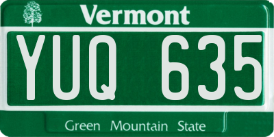 VT license plate YUQ635