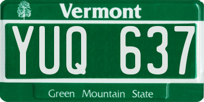 VT license plate YUQ637