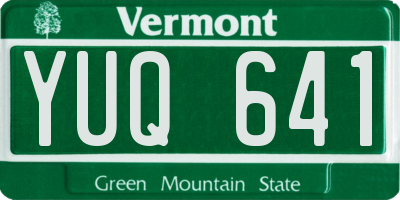 VT license plate YUQ641