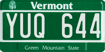 VT license plate YUQ644