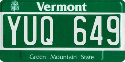 VT license plate YUQ649