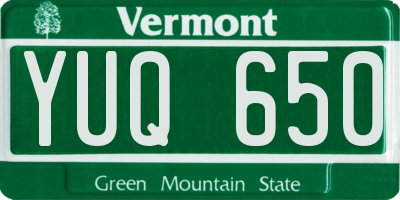 VT license plate YUQ650