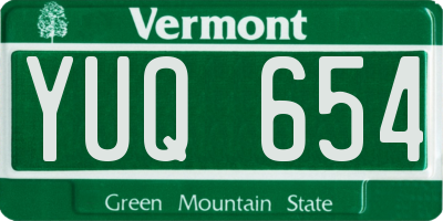 VT license plate YUQ654