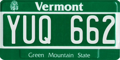 VT license plate YUQ662
