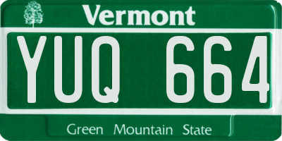VT license plate YUQ664
