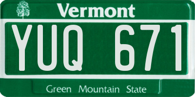 VT license plate YUQ671