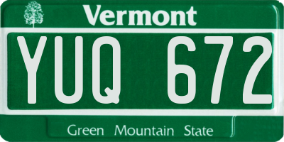 VT license plate YUQ672