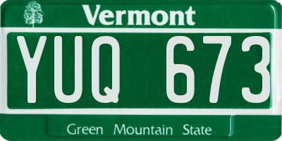 VT license plate YUQ673