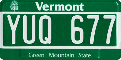 VT license plate YUQ677