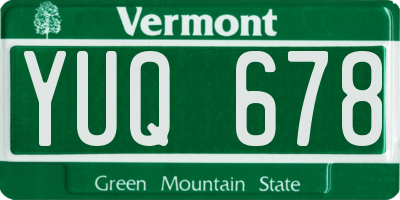 VT license plate YUQ678