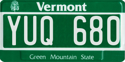 VT license plate YUQ680