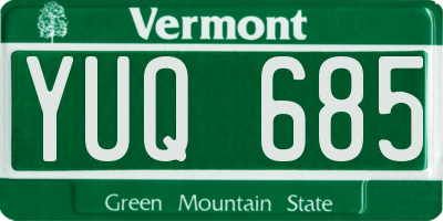 VT license plate YUQ685