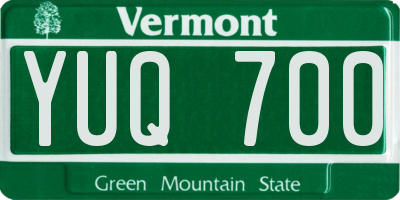 VT license plate YUQ700