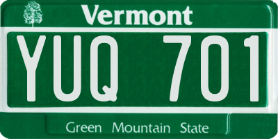 VT license plate YUQ701