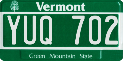 VT license plate YUQ702