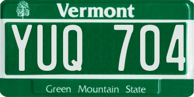 VT license plate YUQ704