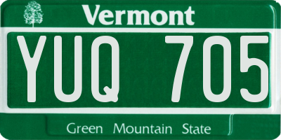 VT license plate YUQ705