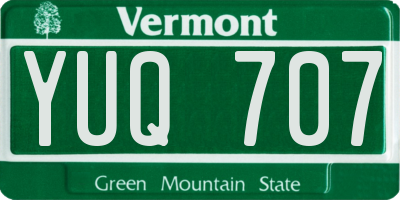 VT license plate YUQ707