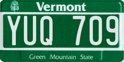 VT license plate YUQ709