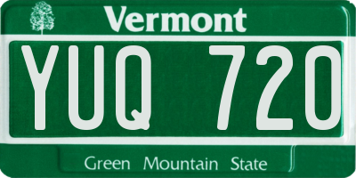 VT license plate YUQ720