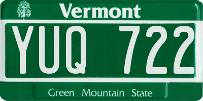 VT license plate YUQ722