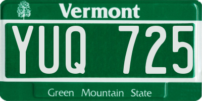 VT license plate YUQ725