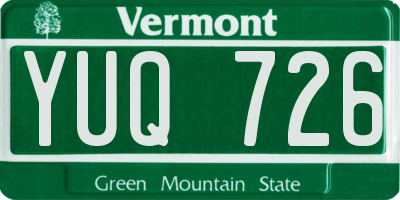 VT license plate YUQ726