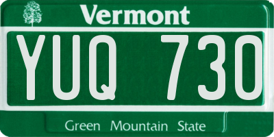 VT license plate YUQ730