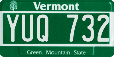 VT license plate YUQ732