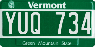 VT license plate YUQ734