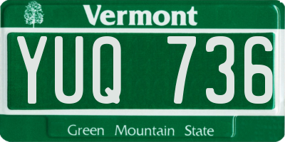 VT license plate YUQ736