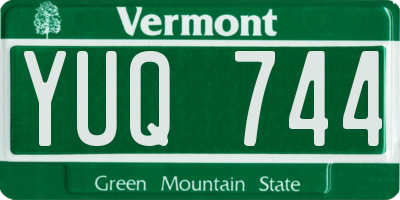 VT license plate YUQ744