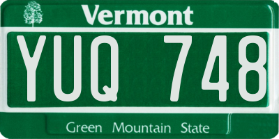 VT license plate YUQ748