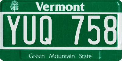 VT license plate YUQ758