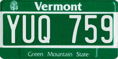 VT license plate YUQ759