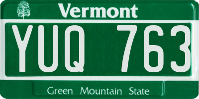 VT license plate YUQ763