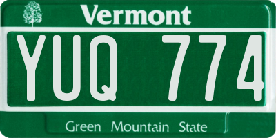 VT license plate YUQ774