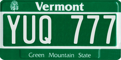 VT license plate YUQ777