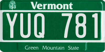 VT license plate YUQ781