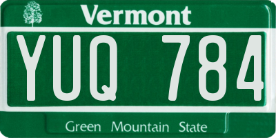 VT license plate YUQ784
