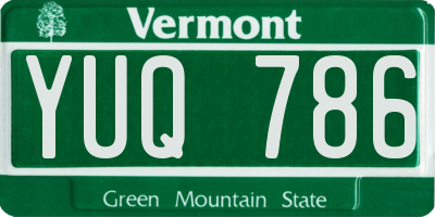 VT license plate YUQ786