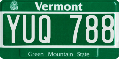 VT license plate YUQ788